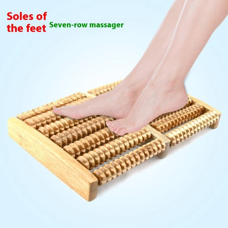 Reflexology Foot Roller - Rolo massageador de pés de madeira,
